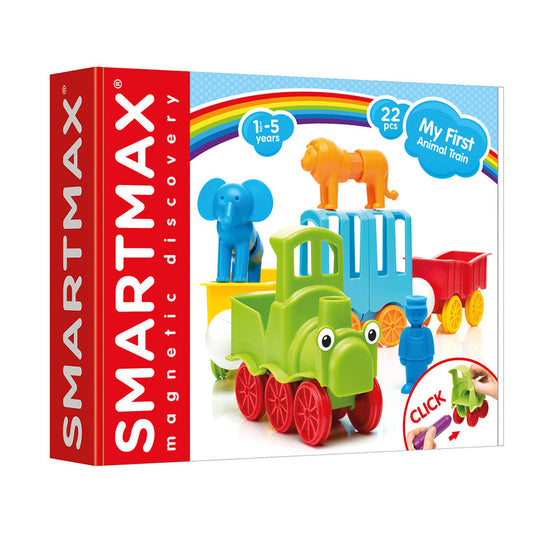 Joc magnetic Smart Max, My First Animal Train, Primul meu tren de animale, 22 piese, Smart Games