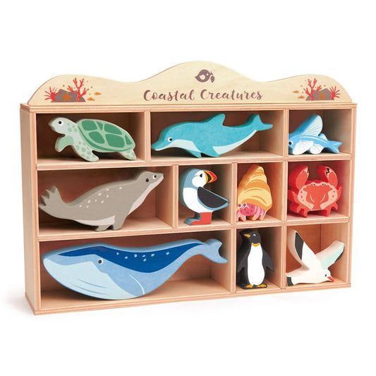 Animalutele apelor pe raft, din lemn premium - Coastal Creatures - 10 piese - Tender Leaf Toys - Publisol.ro