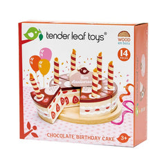 Tort de ciocolata, din lemn premium - Chocolate Birthday Cake - 14 piese - Tender Leaf Toys - Publisol.ro